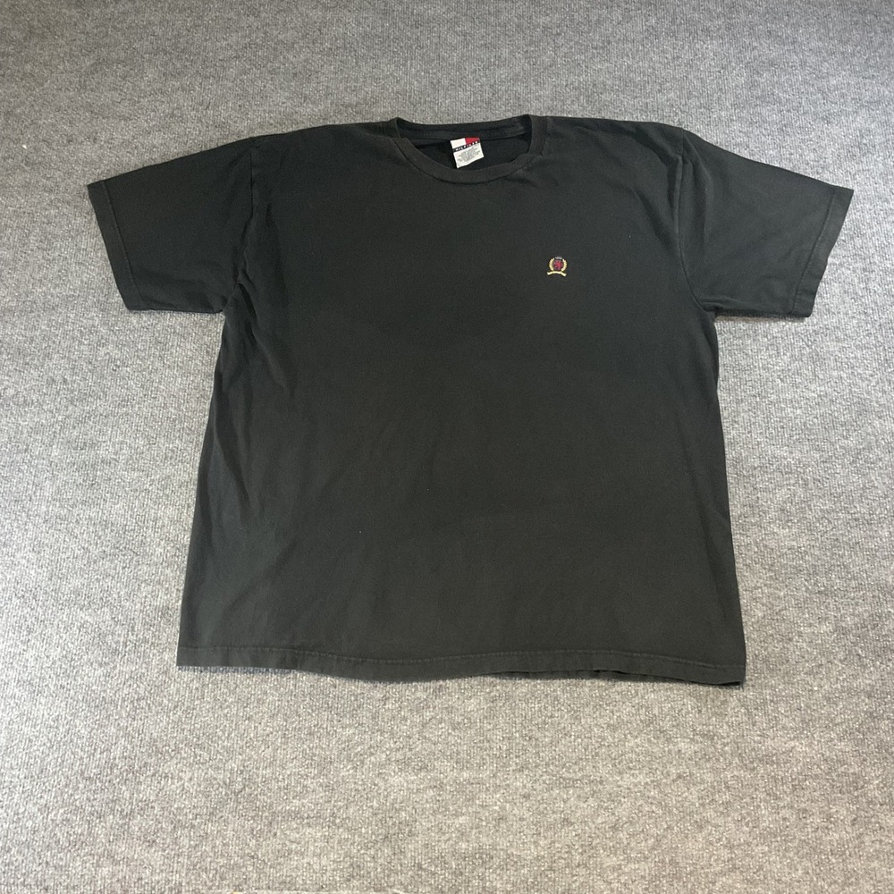 Tommy Hilfiger Mens XL Black Cotton Crest Logo Short Sleeve T-Shirt